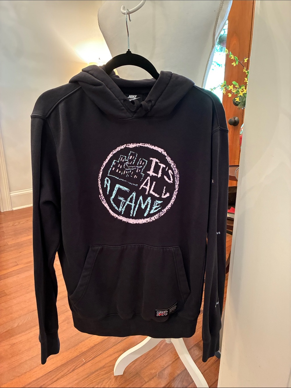 Nike NYC Black Hoodie “It's All A Game” Hoodie Pullover Sweatshirt